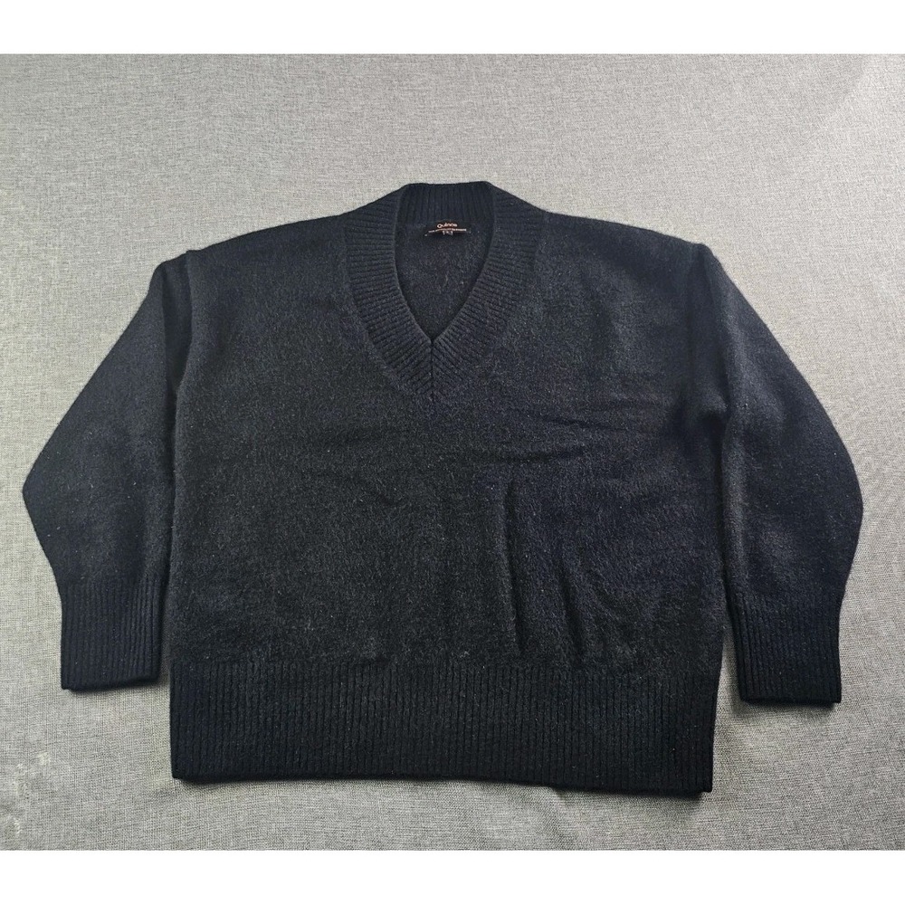 Quince Mangolian Cashmere Sweater Womens Small Black Oversized V Neck